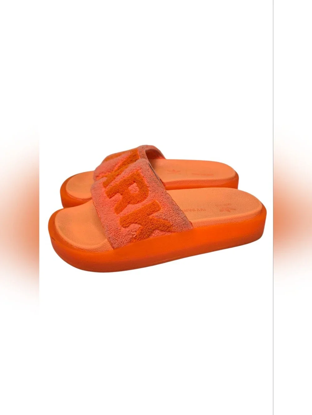Adidas Ivy Park Orange Towel Terry Cloth Slides Platform Sandals Size 6